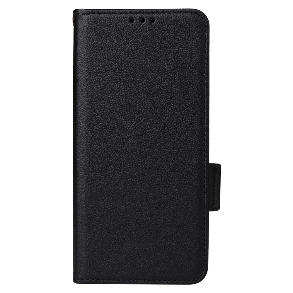 For Oppo A78 4G Litchi Texture Wallet Phone Shell PU Leather Stand Cellphone Cover with Strap