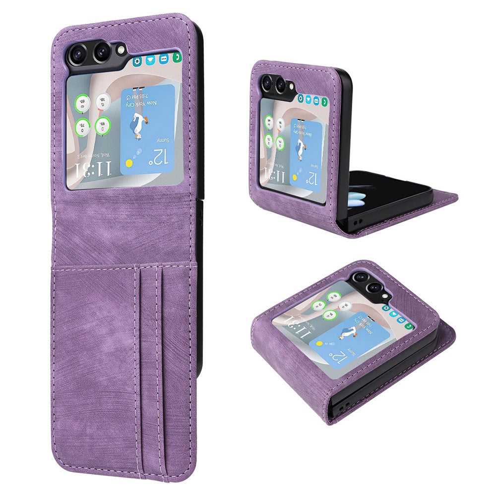 Samsung Galaxy Z Flip5 5G Kortplatser mobilskal Tvådelat Design PU Läder Skyddsfodral