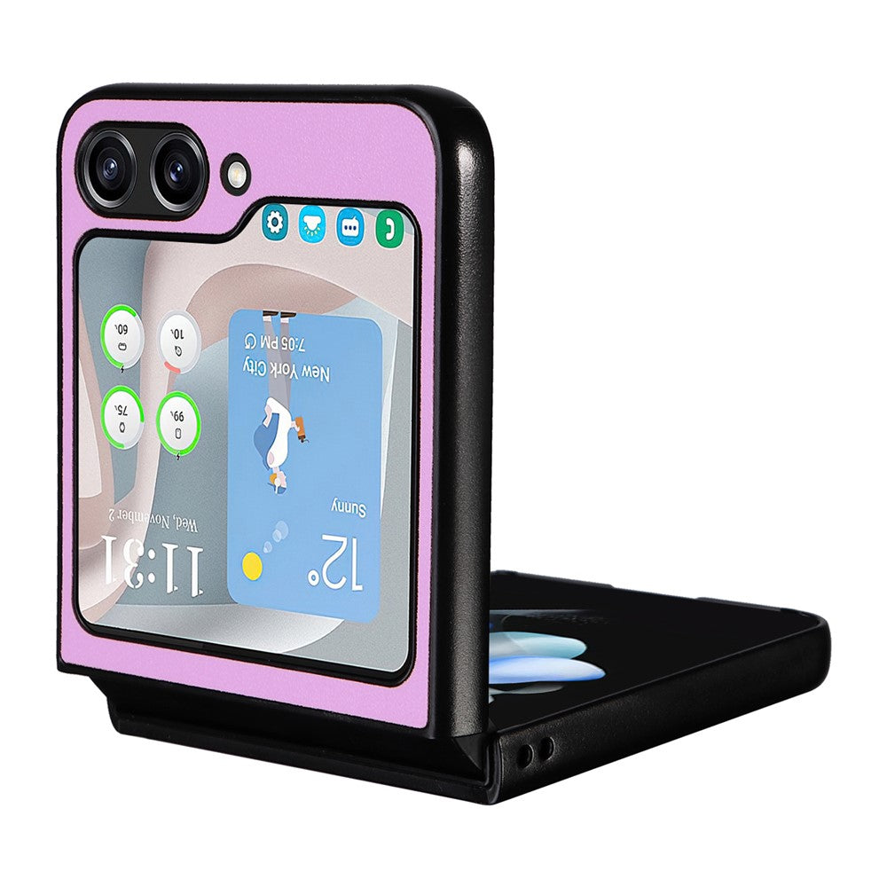 For Samsung Galaxy Z Flip5 5G Shockproof Phone Case Texture PU Leather+PC Slim Cover