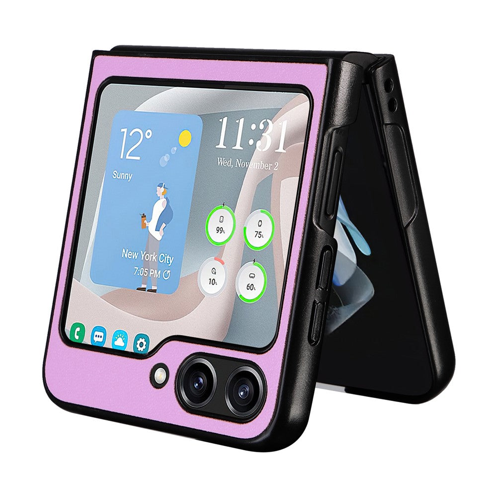 For Samsung Galaxy Z Flip5 5G Shockproof Phone Case Texture PU Leather+PC Slim Cover