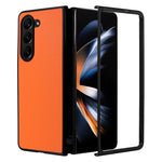 For Samsung Galaxy Z Fold5 5G Textured PU Leather+PC Phone Case Folding Back Cover