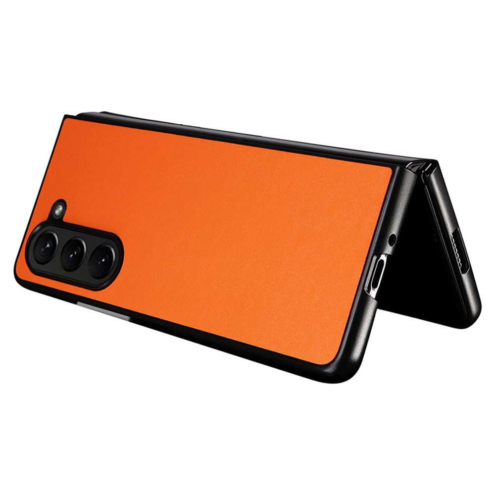 For Samsung Galaxy Z Fold5 5G Textured PU Leather+PC Phone Case Folding Back Cover