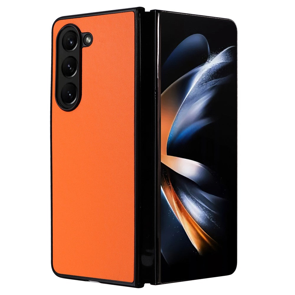 For Samsung Galaxy Z Fold5 5G Textured PU Leather+PC Phone Case Folding Back Cover