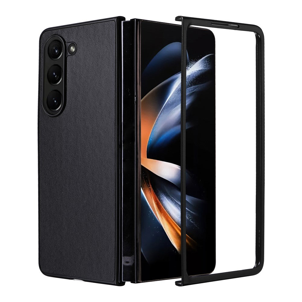 For Samsung Galaxy Z Fold5 5G Textured PU Leather+PC Phone Case Folding Back Cover