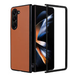 For Samsung Galaxy Z Fold5 5G Textured PU Leather+PC Phone Case Folding Back Cover