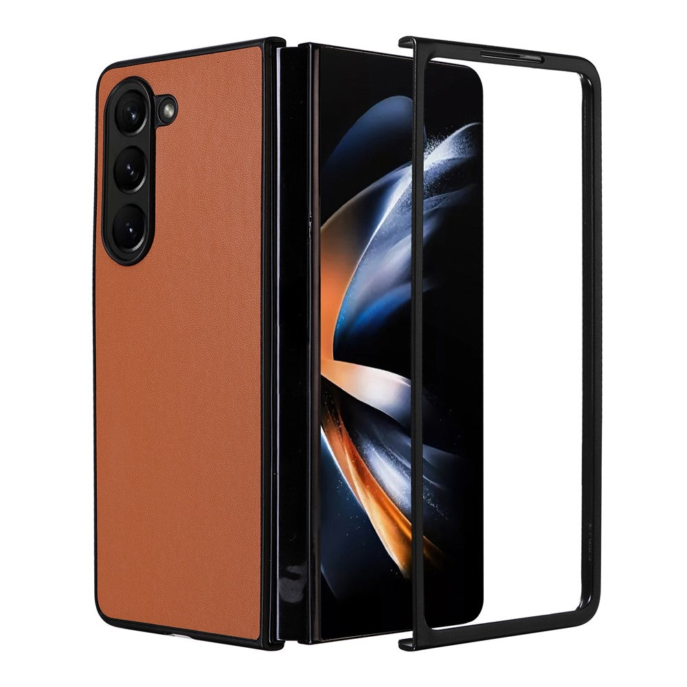 For Samsung Galaxy Z Fold5 5G Textured PU Leather+PC Phone Case Folding Back Cover