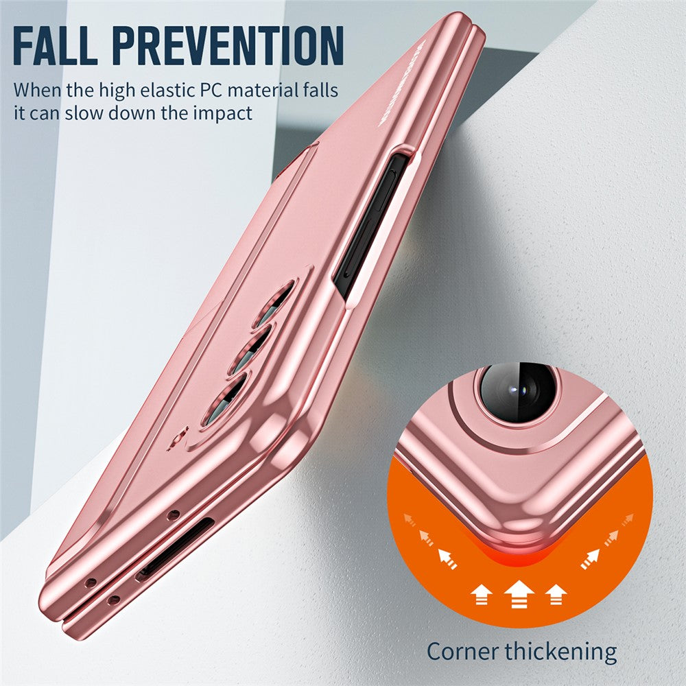 For Samsung Galaxy Z Fold5 5G Kickstand Case Hinge Protection PC Phone Cover with Screen Film / Stylus
