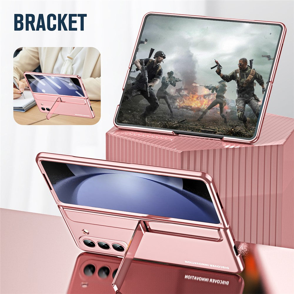 For Samsung Galaxy Z Fold5 5G Kickstand Case Hinge Protection PC Phone Cover with Screen Film / Stylus