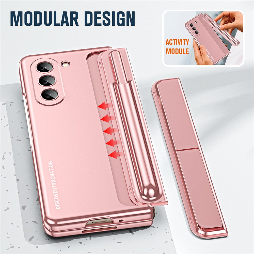 For Samsung Galaxy Z Fold5 5G Kickstand Case Hinge Protection PC Phone Cover with Screen Film / Stylus