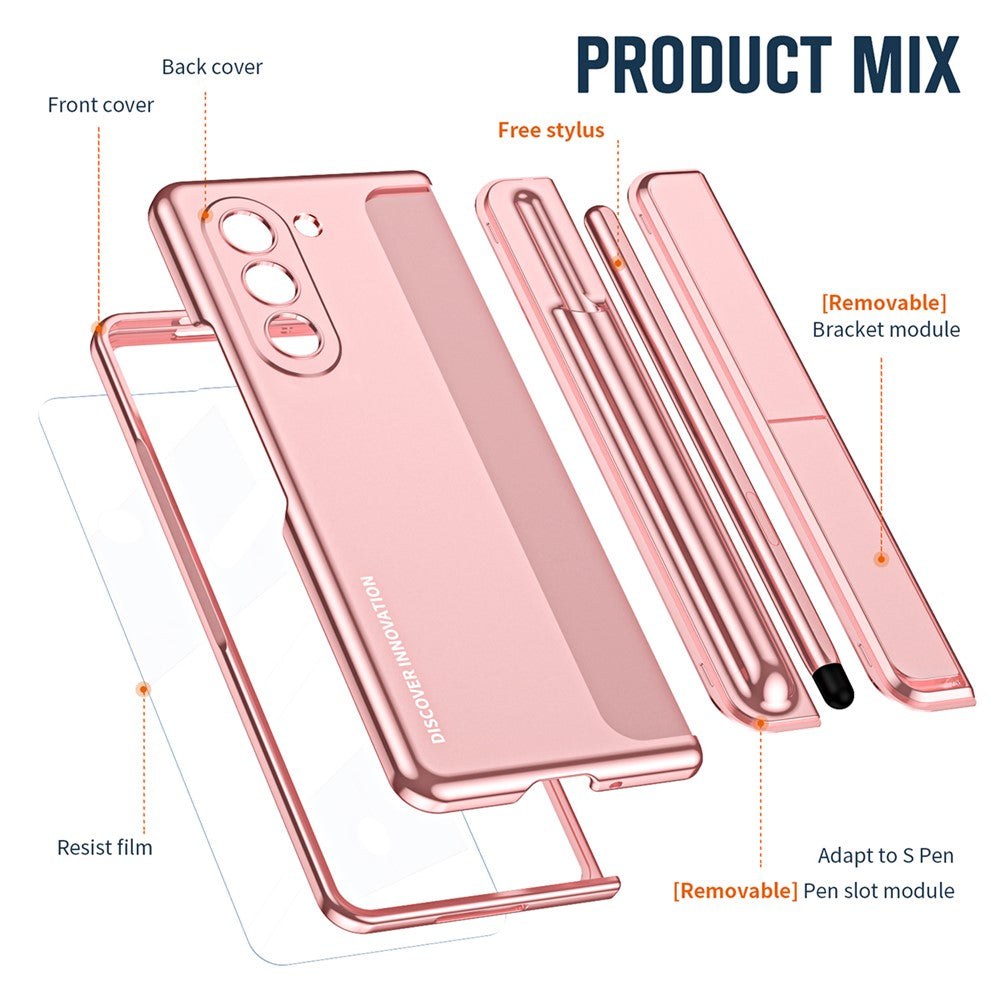For Samsung Galaxy Z Fold5 5G Kickstand Case Hinge Protection PC Phone Cover with Screen Film / Stylus