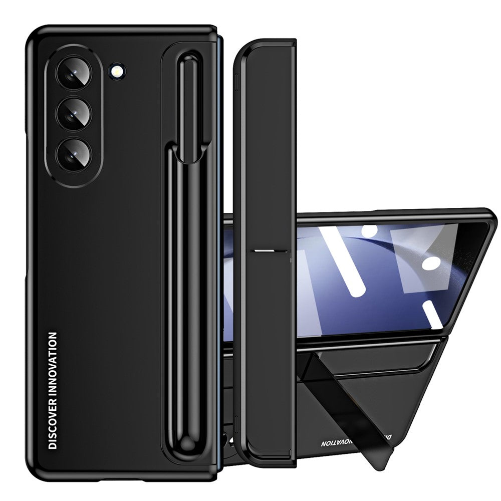 For Samsung Galaxy Z Fold5 5G Kickstand Case Hinge Protection PC Phone Cover with Screen Film / Stylus