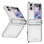 For Oppo Find N2 Flip 5G Hard PC Electroplating Phone Case Clear Protective Cover with Tempered Glass Rear Screen Protector