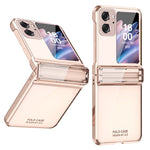 For Oppo Find N2 Flip 5G Hard PC Electroplating Phone Case Clear Protective Cover with Tempered Glass Rear Screen Protector