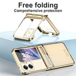 For Oppo Find N2 Flip 5G Hard PC Electroplating Phone Case Clear Protective Cover with Tempered Glass Rear Screen Protector