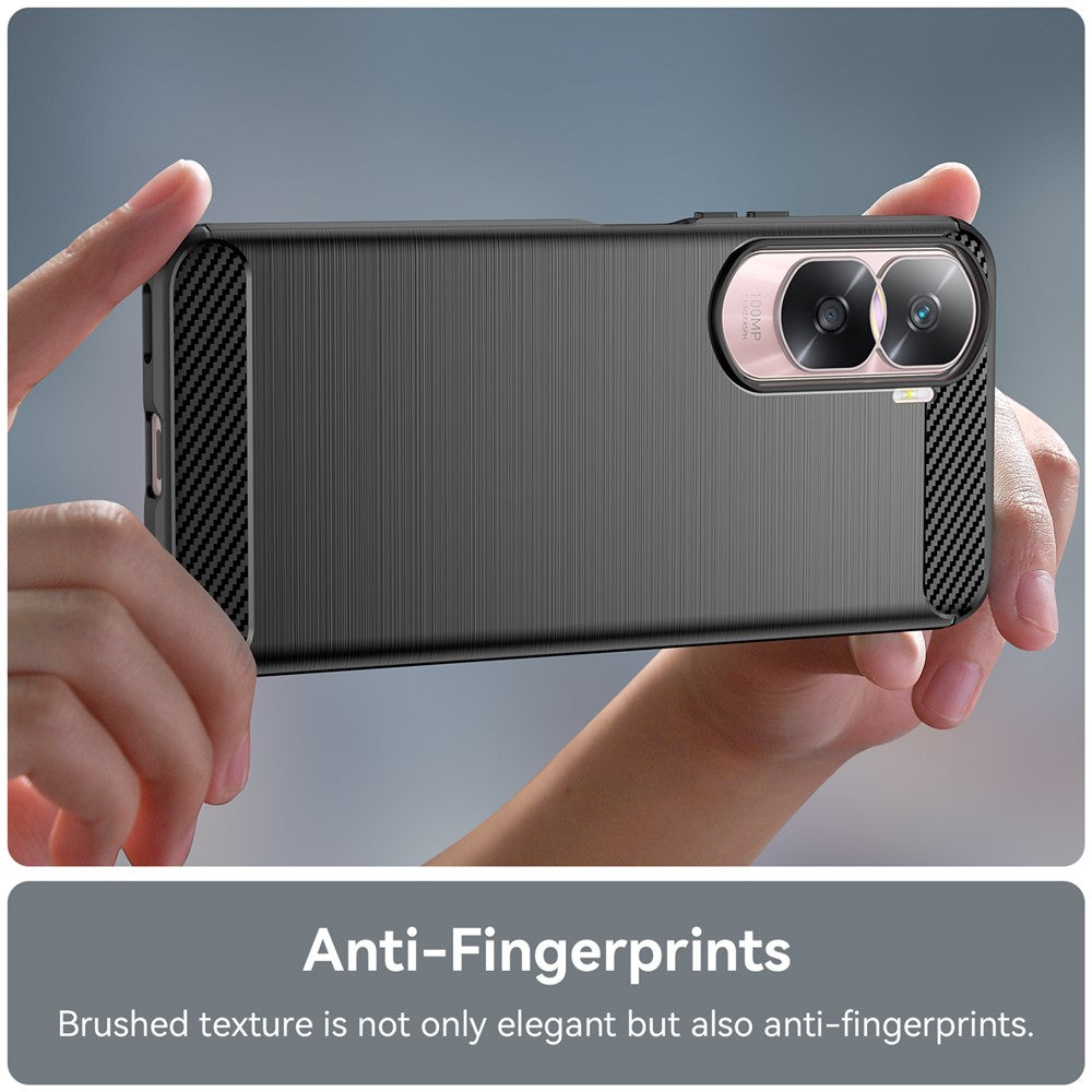 Fleksibelt TPU Carbon Fiber Telefoncover til Honor 90 Lite 5G / X50i 5G, Skridsikkert Børstet Overflade Bagcover