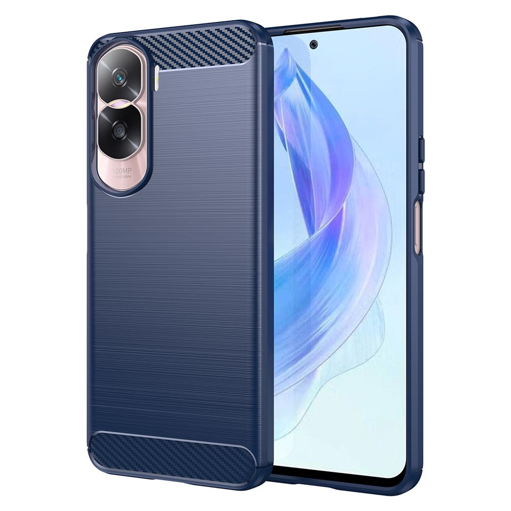Fleksibelt TPU Carbon Fiber Telefoncover til Honor 90 Lite 5G / X50i 5G, Skridsikkert Børstet Overflade Bagcover