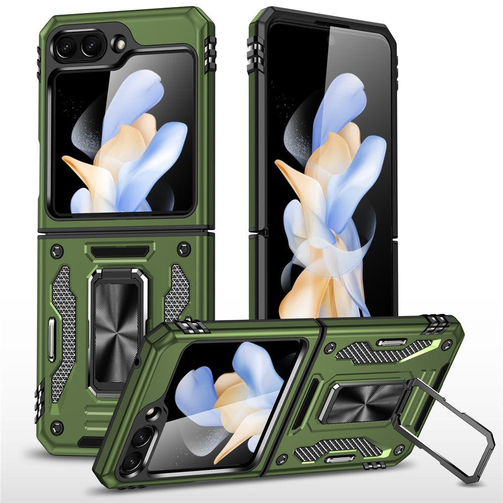 Armor Series For Samsung Galaxy Z Flip5 5G Kickstand Cover PC+TPU Impact Resistant Phone Case