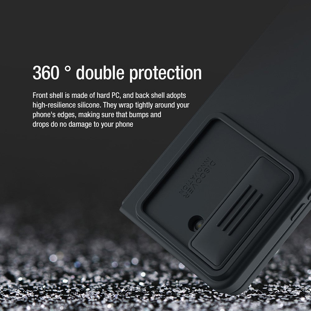 NILLKIN Stødsikkert Cover til Samsung Galaxy Z Fold5 5G Dobbeltlags Hybrid Hårdt PC Blødt Silikone Cover med Skydende Kameralinsebeskytter