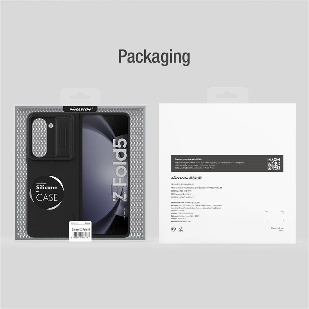 NILLKIN Stødsikkert Cover til Samsung Galaxy Z Fold5 5G Dobbeltlags Hybrid Hårdt PC Blødt Silikone Cover med Skydende Kameralinsebeskytter