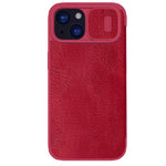 NILLKIN Qin Pro Series for iPhone 15 Plus Slide Camera Lid PU Leather Phone Case Protective Cover with Card Slot