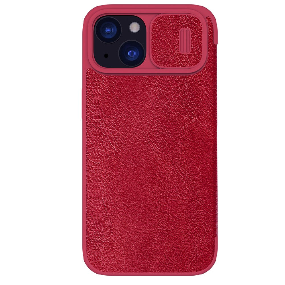 NILLKIN Qin Pro Series for iPhone 15 Plus Slide Camera Lid PU Leather Phone Case Protective Cover with Card Slot