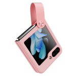 NILLKIN För Samsung Galaxy Z Flip5 5G Flytande Silikon Mobilskal Fingerrem Stativ Skyddande Fodral