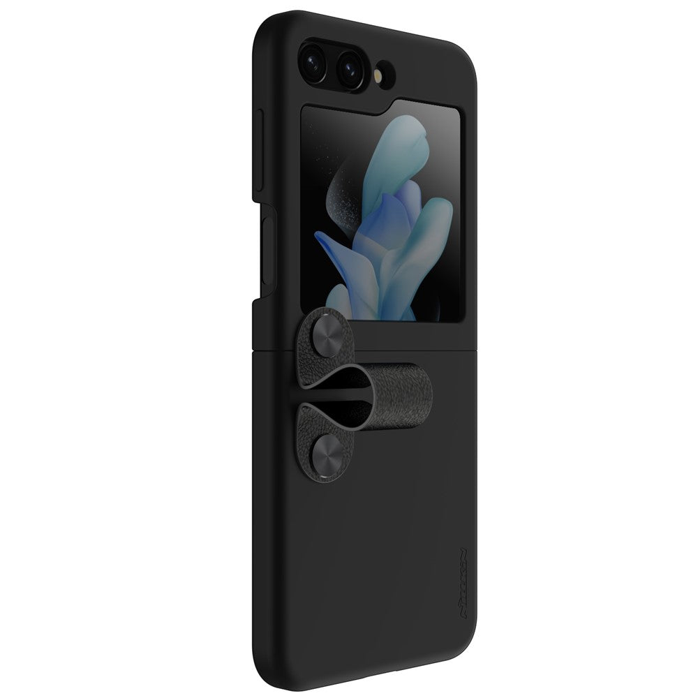 NILLKIN För Samsung Galaxy Z Flip5 5G Flytande Silikon Mobilskal Fingerrem Stativ Skyddande Fodral