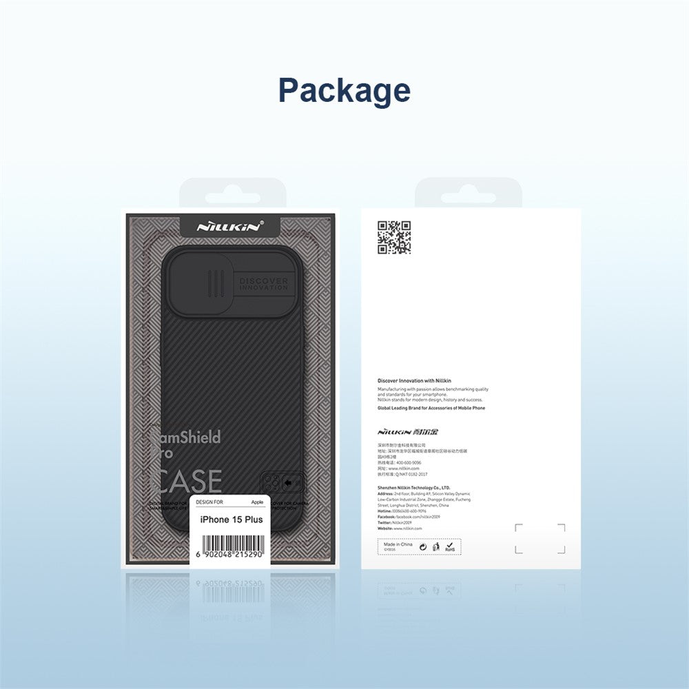 NILLKIN CamShield Pro Series for iPhone 15 Plus Anti-scratch Phone Case Slide Camera Shield PC+TPU Cover