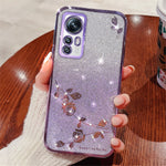 KADEM Mobilskal För Xiaomi Redmi Note 12S 4G Blommigt Glitter Strass TPU Skal Gradient Fodral