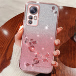 KADEM For Xiaomi Redmi Note 12S 4G Mobile Phone Case Flower Glitter Rhinestone TPU Shell Gradient Cover