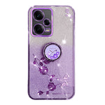 KADEM For Xiaomi Redmi Note 12 5G (Global) / Poco X5 5G Flower TPU Cover Glitter Slim-Fit Ring Kickstand Phone Shell