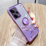 KADEM For Xiaomi Redmi Note 12 5G (Global) / Poco X5 5G Flower TPU Cover Glitter Slim-Fit Ring Kickstand Phone Shell