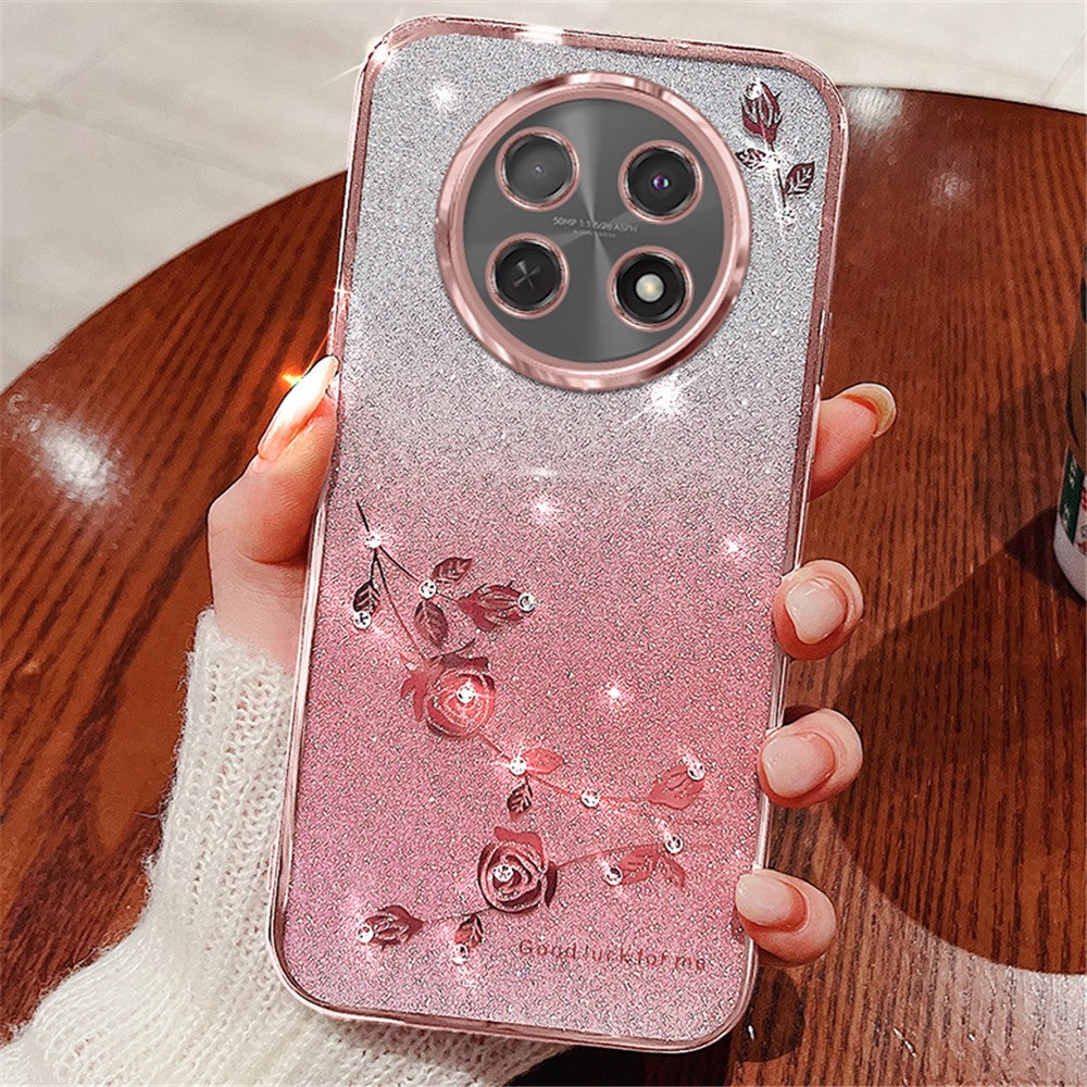KADEM TPU Shell for Huawei nova Y91 4G / Enjoy 60X Glitter Rhinestone Decor Flower Gradient Mobile Phone Case