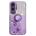 KADEM For Honor X50i 5G / Honor 90 Lite 5G Flower Decor TPU Cover Glitter Ring Kickstand Phone Case Shell