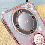 KADEM For Honor X40 5G / Magic5 Lite 5G / X9a 5G Flower Decor TPU Cover Glitter Phone Case Ring Kickstand Shell