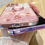KADEM For Honor X40 5G / Magic5 Lite 5G / X9a 5G Flower Decor TPU Cover Glitter Phone Case Ring Kickstand Shell