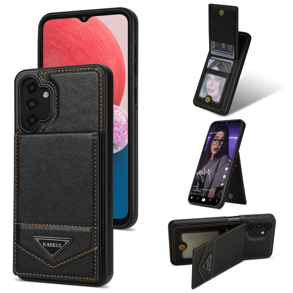 N.BEKUS til Samsung Galaxy A13 4G / A13 5G Læder+TPU Bagcover med Kickstand RFID-blokerende kortholder Telefoncover