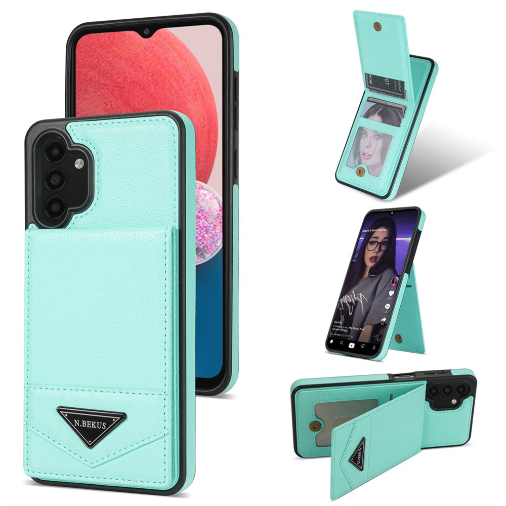 N.BEKUS til Samsung Galaxy A13 4G / A13 5G Læder+TPU Bagcover med Kickstand RFID-blokerende kortholder Telefoncover