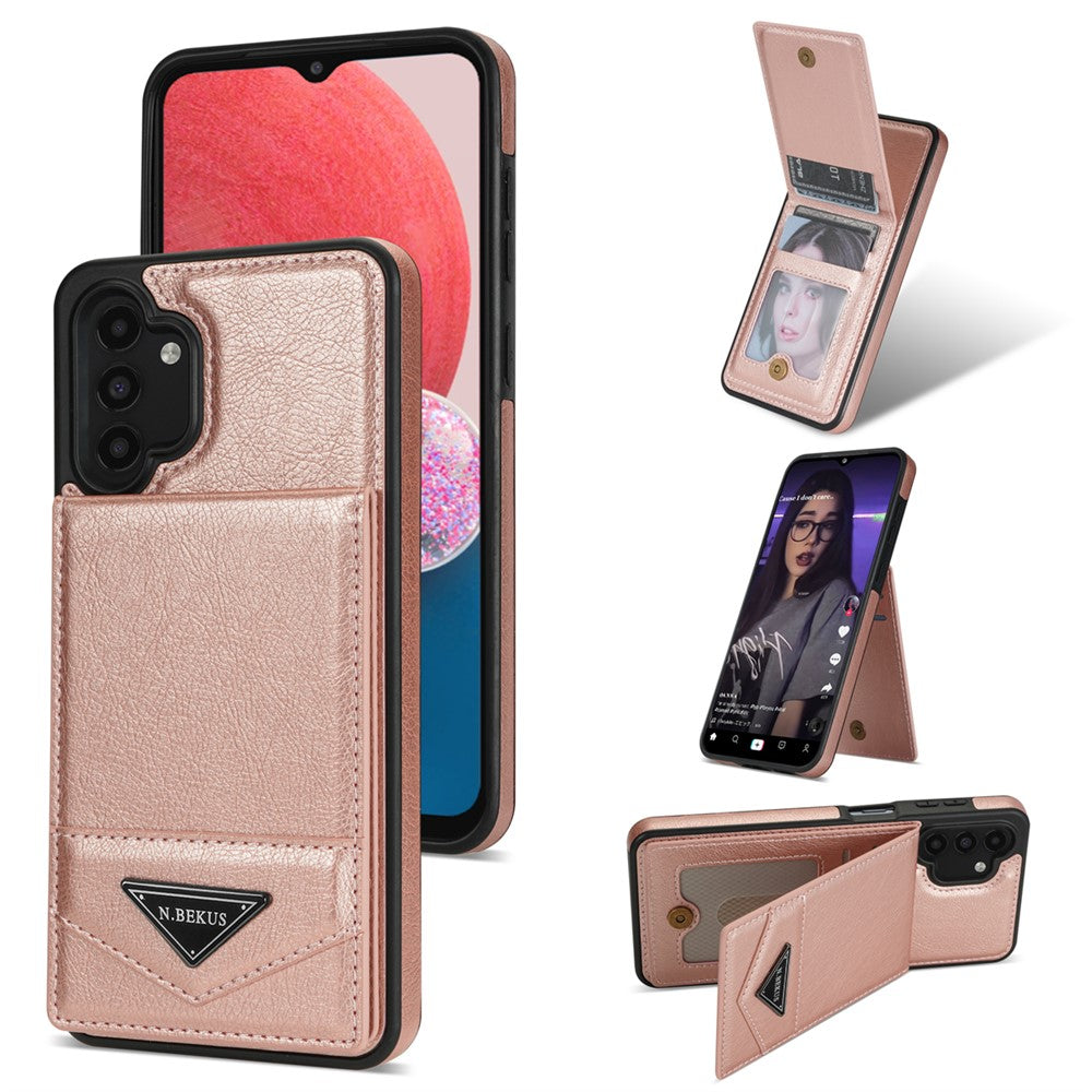 N.BEKUS til Samsung Galaxy A13 4G / A13 5G Læder+TPU Bagcover med Kickstand RFID-blokerende kortholder Telefoncover