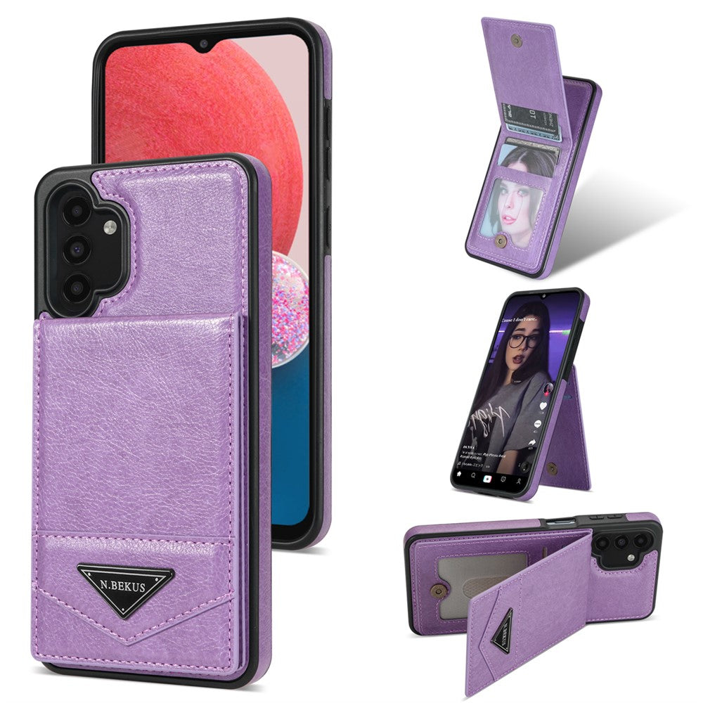 N.BEKUS til Samsung Galaxy A13 4G / A13 5G Læder+TPU Bagcover med Kickstand RFID-blokerende kortholder Telefoncover