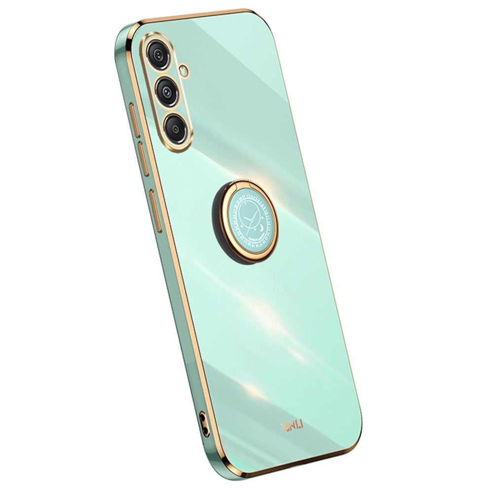 XINLI Phone Case for Samsung Galaxy S23 FE Electroplated TPU Anti-drop Cover with Ring Kickstand