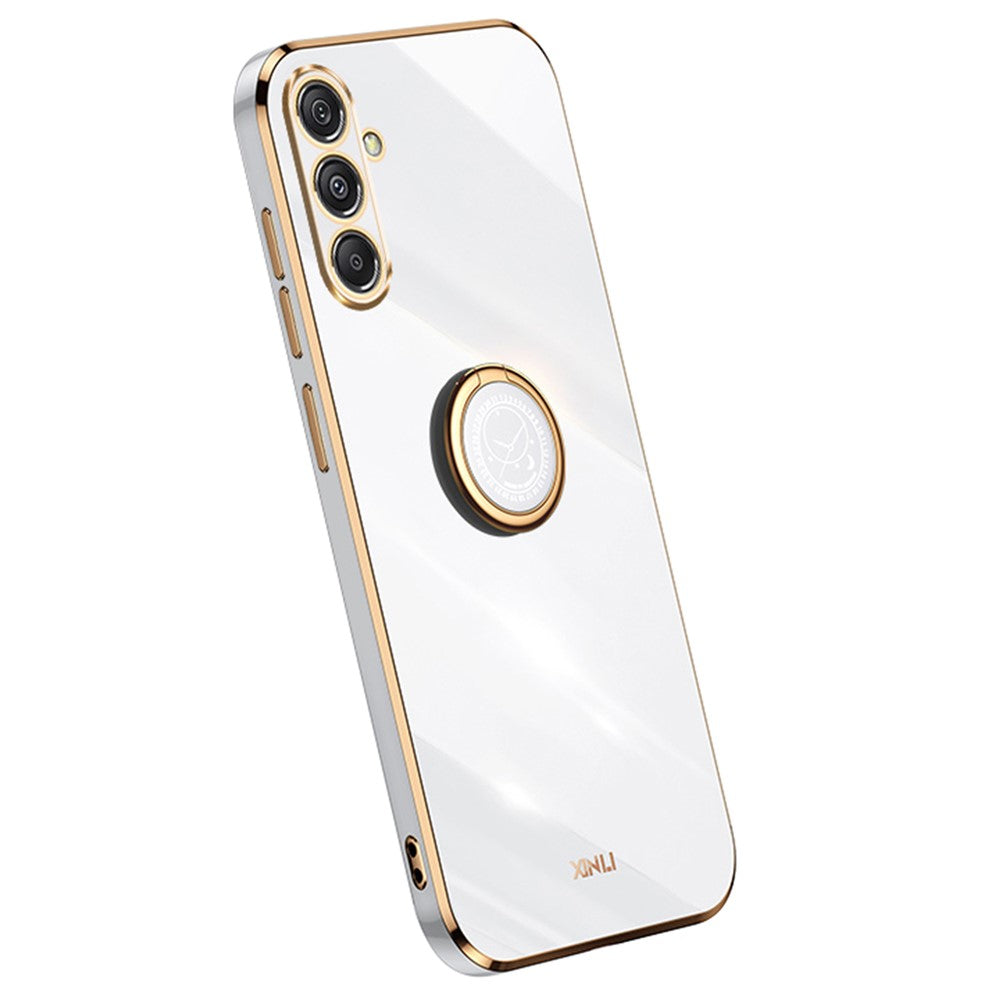 XINLI mobilskal till Samsung Galaxy S23 FE Elektropläterat TPU Fallskydd med Ringstativ