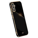 XINLI For Samsung Galaxy S23 FE Electroplated Gold Edge TPU Phone Case Drop-proof Cover