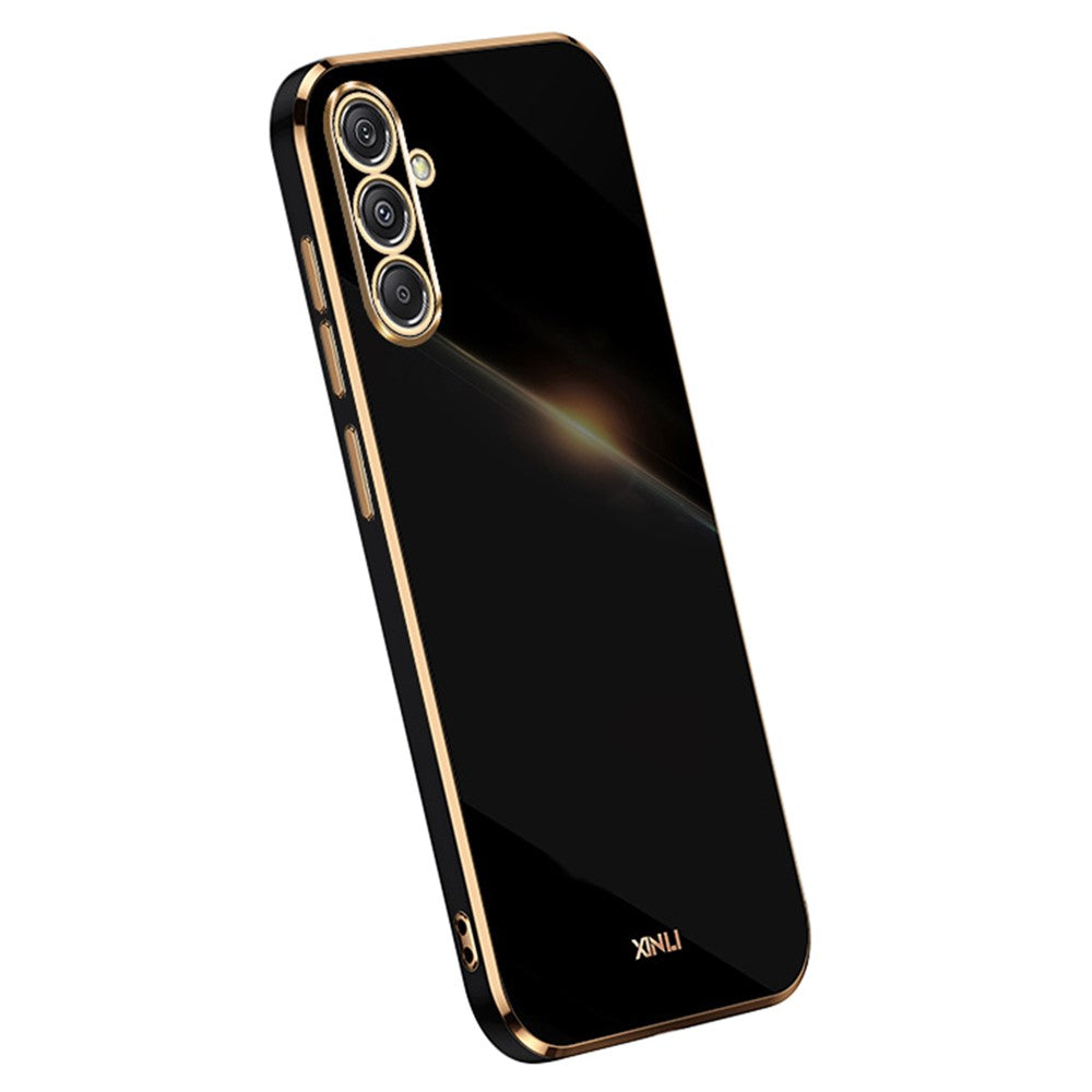 XINLI For Samsung Galaxy S23 FE Electroplated Gold Edge TPU Phone Case Drop-proof Cover
