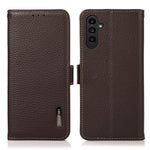 KHAZNEH For Samsung Galaxy F34 5G / M34 5G RFID Blocking Phone Case Stand Wallet Litchi Texture Genuine Cow Leather Cover