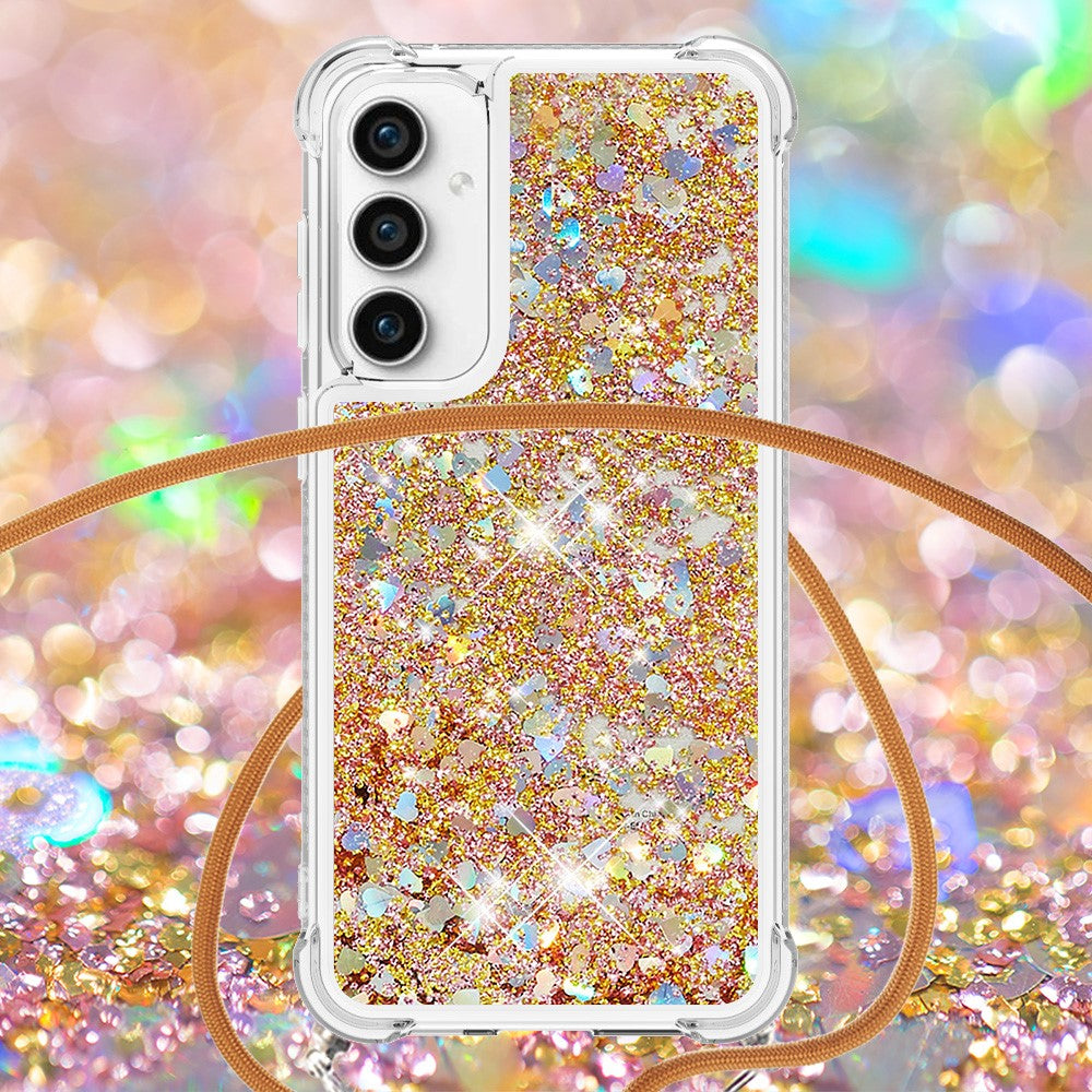 For Samsung Galaxy S23 FE TPU Case Quicksand Design Phone Cover with Lanyard