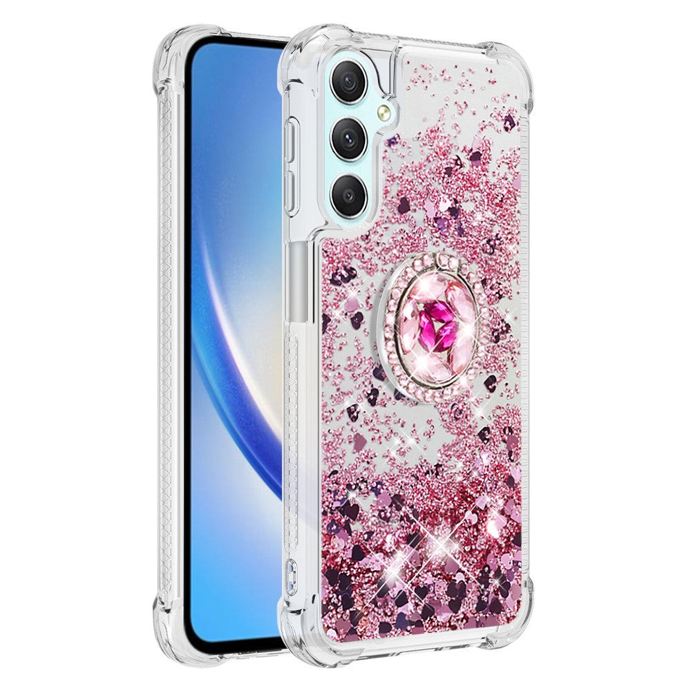 For Samsung Galaxy A24 4G (162.1 x 77.6 x 8.3mm) TPU Case with Kickstand Quicksand Shockproof Cover