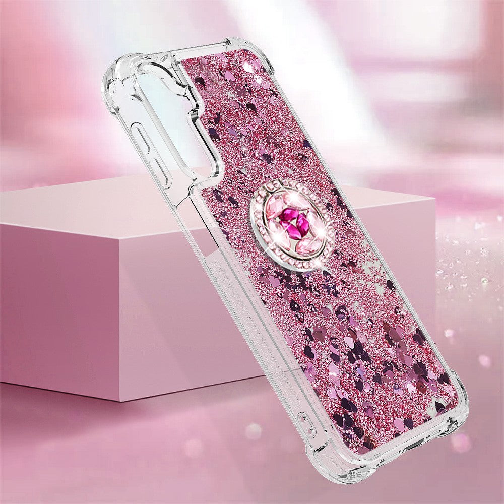 For Samsung Galaxy A24 4G (162.1 x 77.6 x 8.3mm) TPU Case with Kickstand Quicksand Shockproof Cover