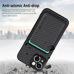For iPhone 15 Plus Detachable Phone Case Carbon Fiber Magnetic Card Holder Leather+PC+TPU Cover