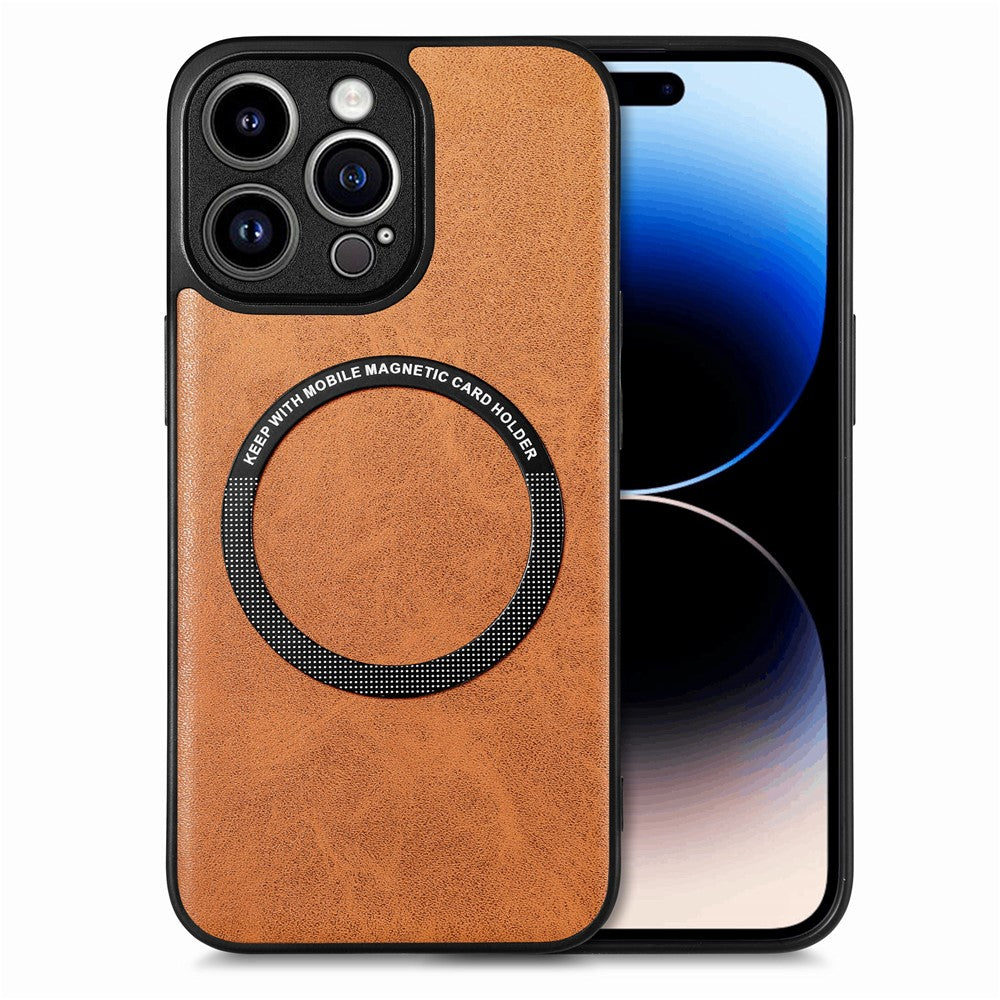 Til iPhone 15 Pro Max Magnetisk Telefoncover Kompatibel med MagSafe PU Læderbelagt PC+TPU Cover
